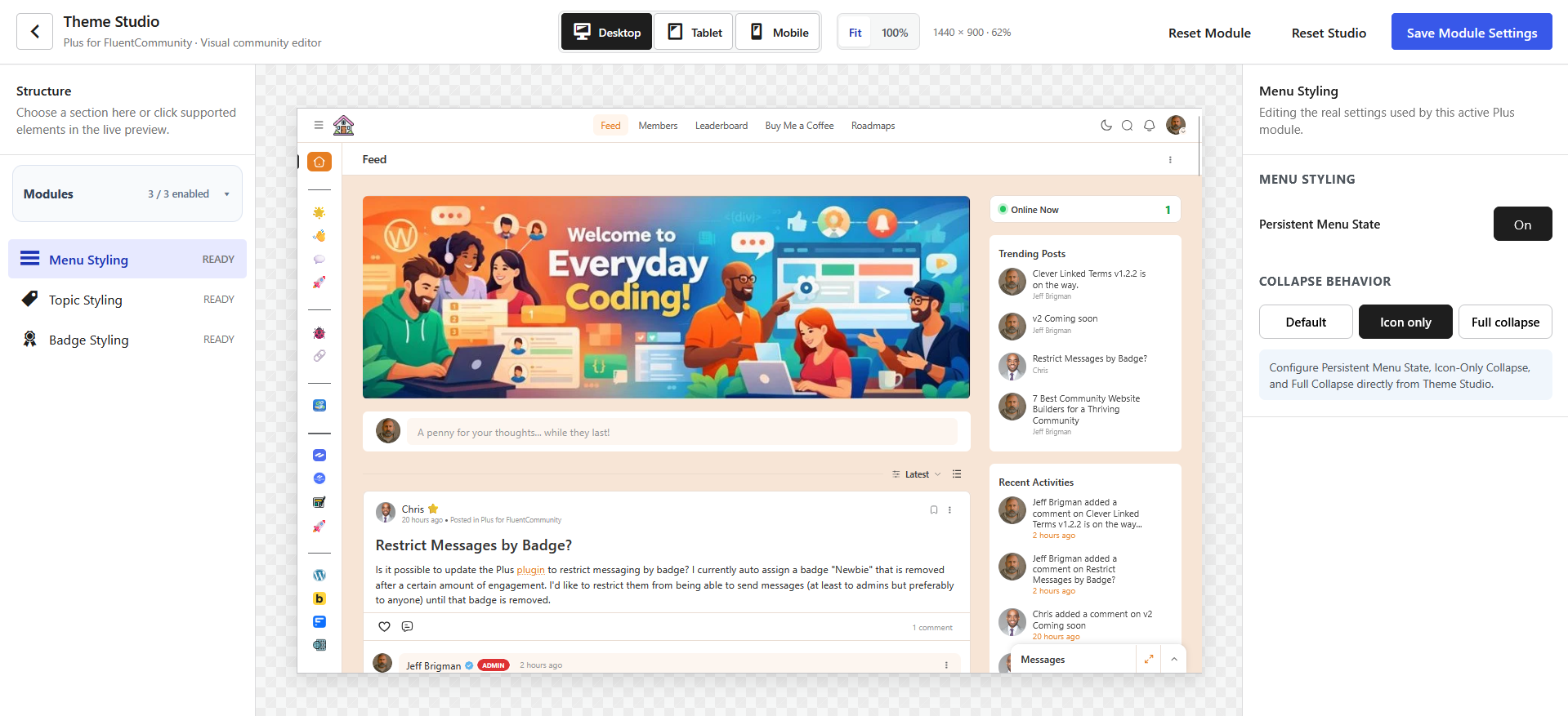 Theme Studio Menu Styling module