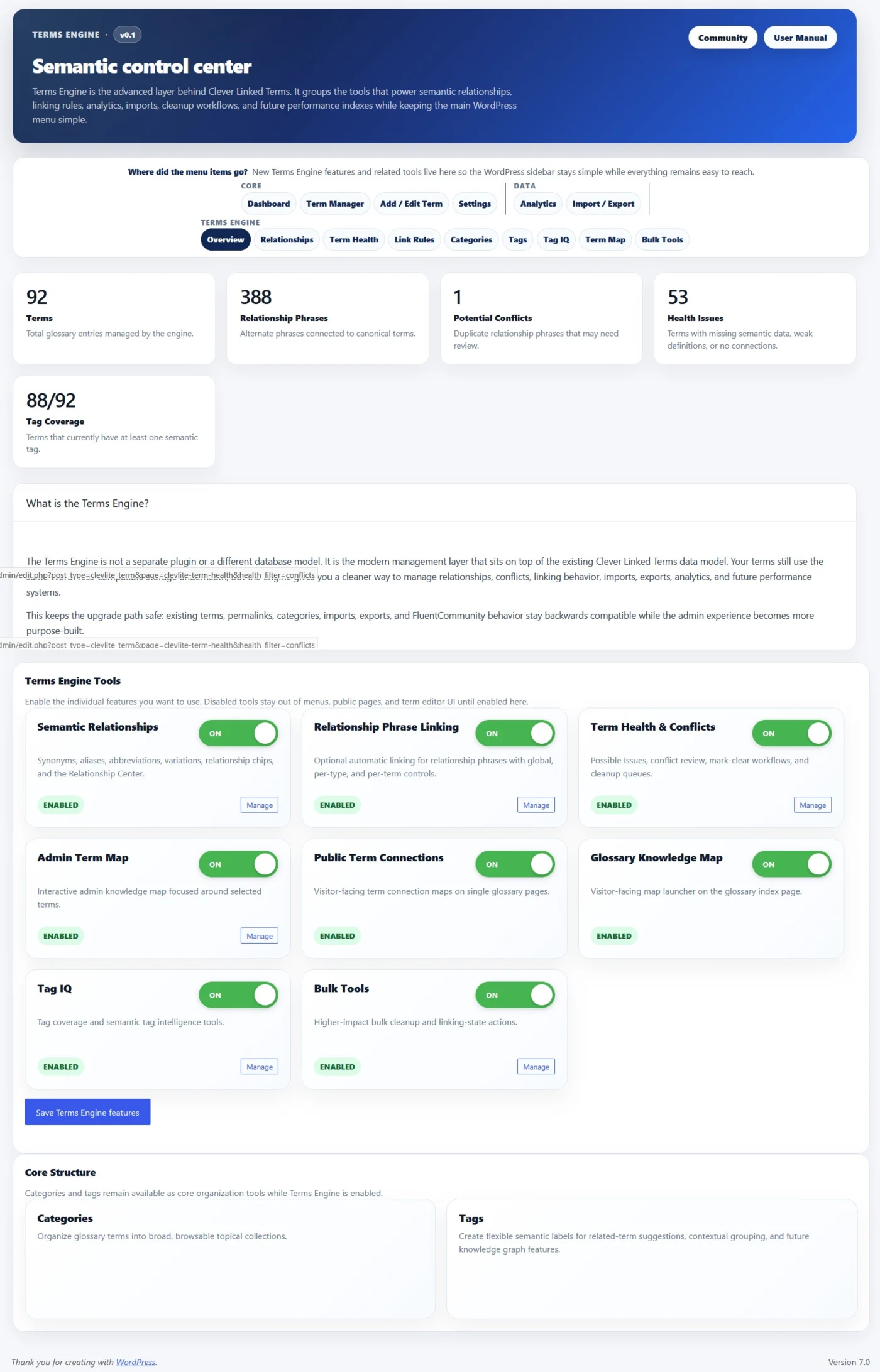 🧠 Clever Linked Terms v1.1.0 — Terms Engine, Semantic Relationships, Term Maps, Better Glossary Control, and More